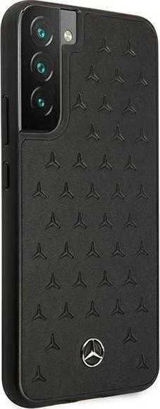 Mercedes MEHCS22MPSQBK S22+ S906 juodos spalvos kietas dėklas Leather Stars Pattern