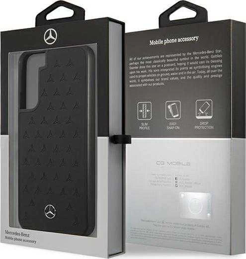 Mercedes MEHCS22MPSQBK S22+ S906 juodos spalvos kietas dėklas Leather Stars Pattern