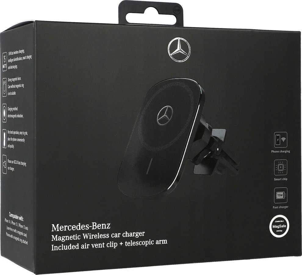Mercedes MEWCCGSLK 15W indukcinis laikiklis oro grotelėms/stiklui juodos spalvos Sidabrinis Stars MagSafe