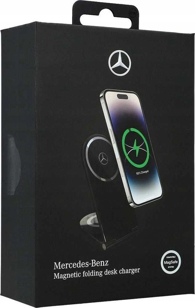 Mercedes Foldable Belaidis įkroviklis 2-in-1 MEMFBGSLK 15W juodos spalvos Sidabrinis Star MagSafe