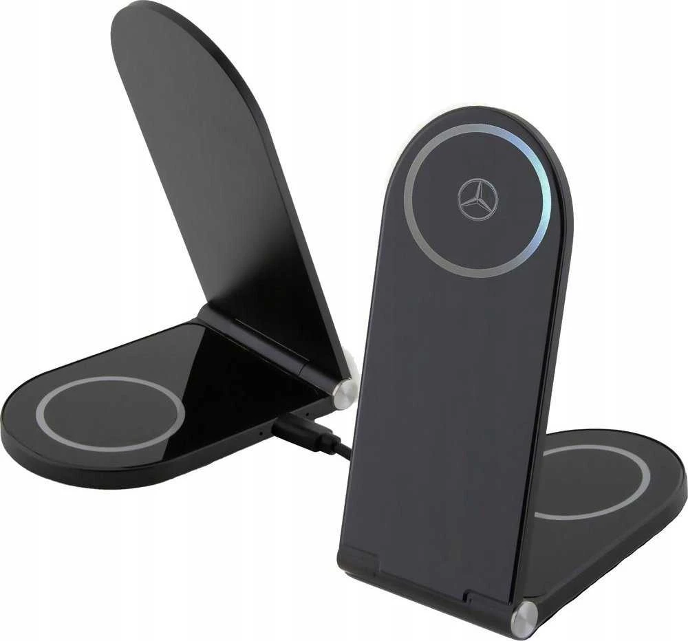 Mercedes Foldable Belaidis įkroviklis 2-in-1 MEMFBGSLK 15W juodos spalvos Sidabrinis Star MagSafe