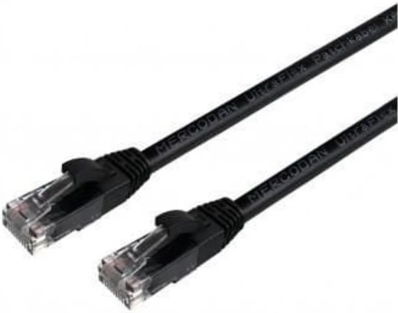 Mercodan „UltraFlex“ jungiamasis kabelis KAT6 UTP, 0,25 m, juodas, LSZH