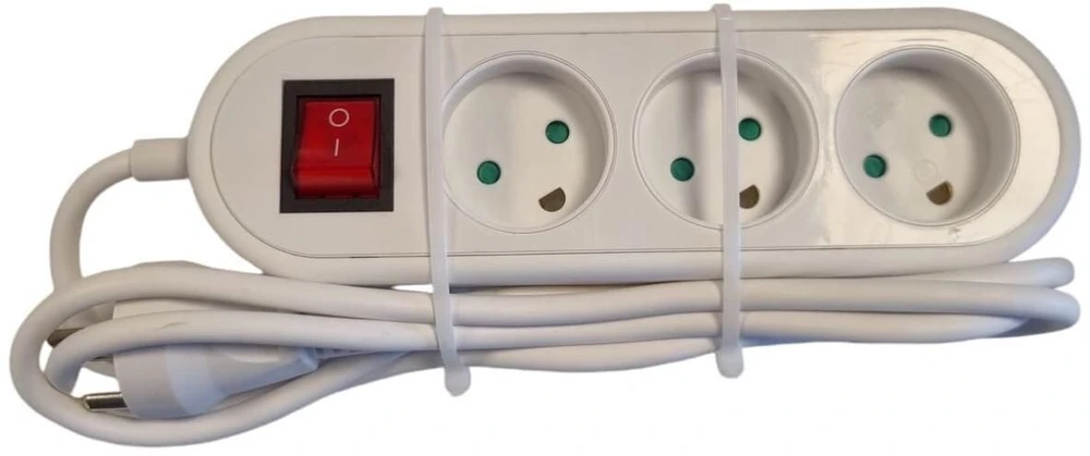 Mercodan Elektros lizdas su 3 įžemintais lizdais ir jungikliu, 1,5 m