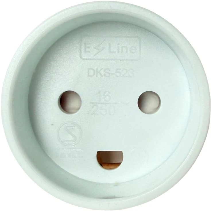 Mercodan E-Line kištuko adapteris iš Schuko/Pin-žemės į DK M/žemės, 250V, 16A, baltas