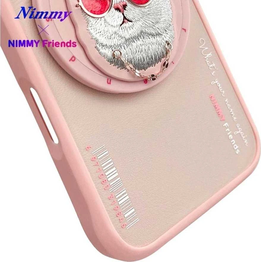 Dėklas Nimmy Glasses Cool Cat MagSafe Apple iPhone 16 rožinės spalvos