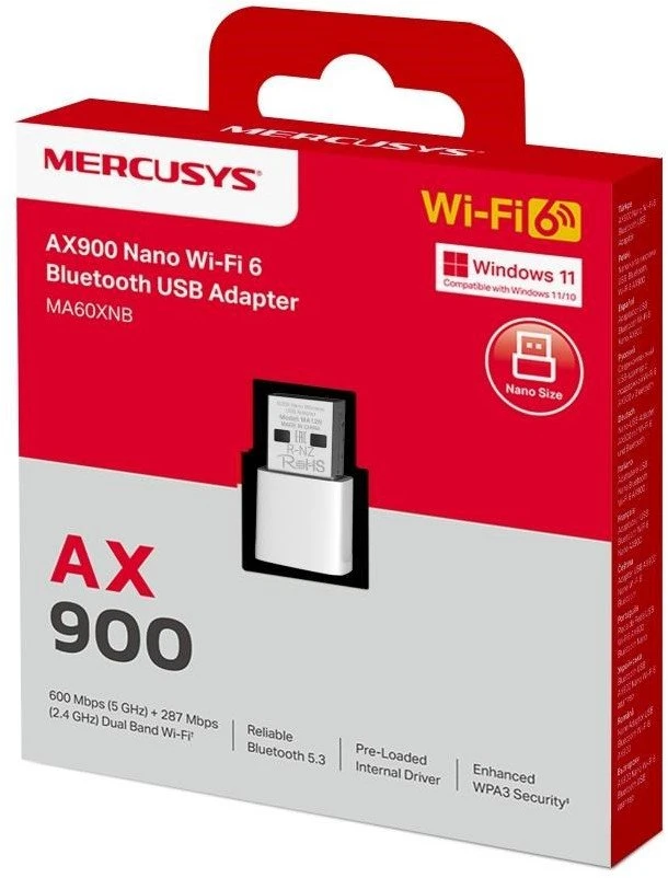 „Mercusys AX900 Nano Wi-Fi 6 Bluetooth“ USB adapteris | MA60XNB
