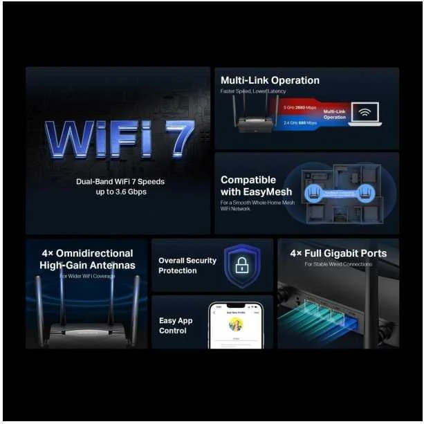 Mercusys MR25BE belaidis maršrutizatorius Gigabit Ethernet dviejų dažnių (2,4 GHz / 5 GHz) Juodas