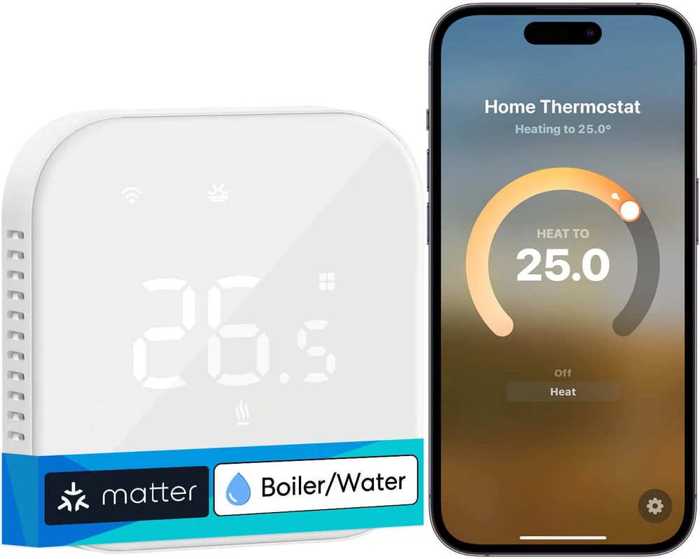 Meross MTS215 Wifi termostatas Katilo / vandens šildymo sistemai Apple Homekit, Matter, baltas