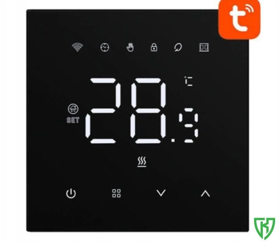 Avatto Išmanus, sieninis termostatas grindų termo pavaroms 3A, 230V, Wi-Fi, juodas, TUYA / Smart Life