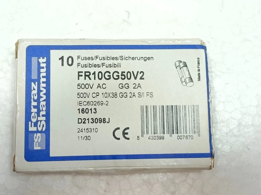 Mersen Nordic Ab MERSEN Saugiklio įdėklas cilindrinis 10x38mm 500VAC gG 2A D213098