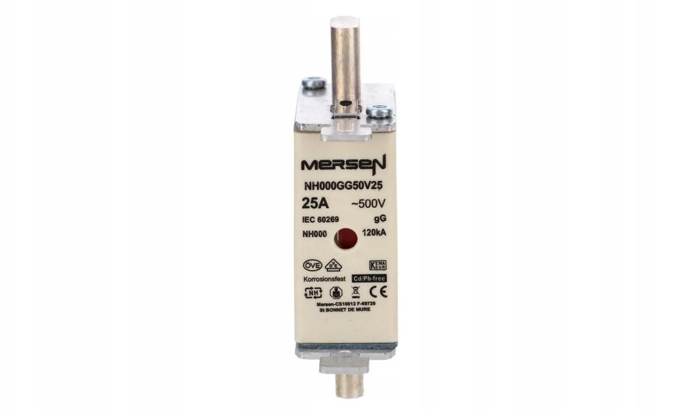 Mersen Nordic Ab MERSEN Saugiklio įdėklas NH 000 (NH00C) 25A 500VAC gG E201185