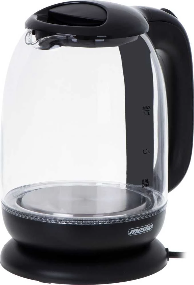 Mesko | Virdulys | MS 1302b | Electric | 2200 W | 1.7 L | Glass | 360° rotational base | Juodas