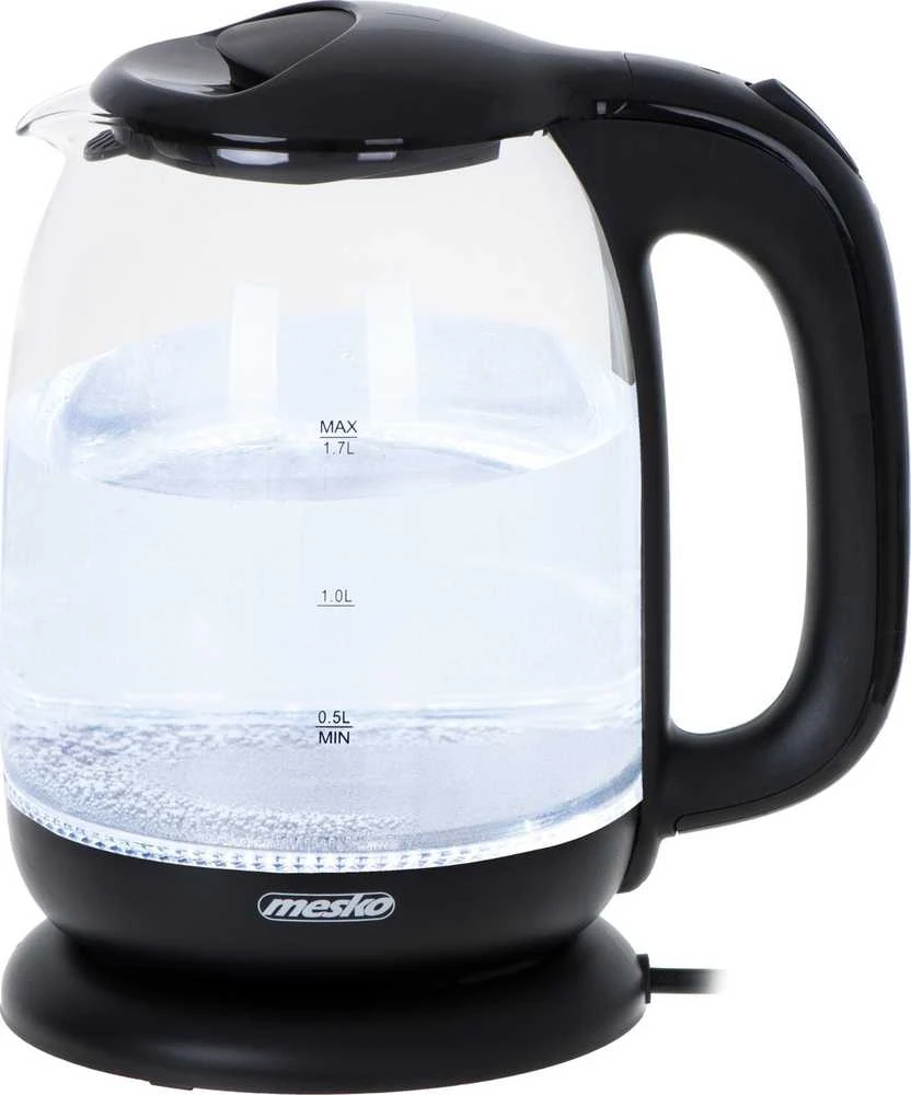 Mesko | Virdulys | MS 1302b | Electric | 2200 W | 1.7 L | Glass | 360° rotational base | Juodas