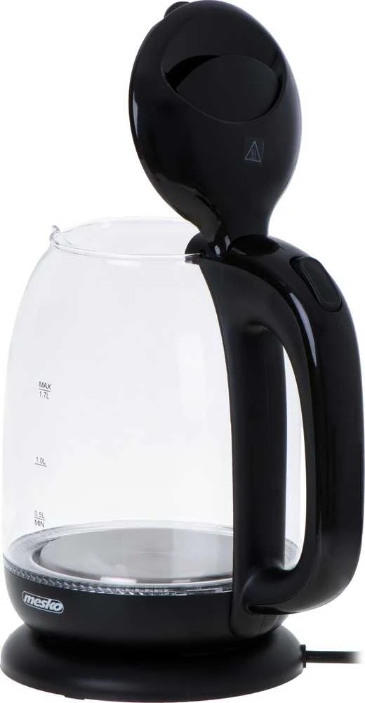 Mesko | Virdulys | MS 1302b | Electric | 2200 W | 1.7 L | Glass | 360° rotational base | Juodas
