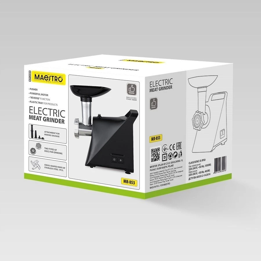 Mėsmalė MAESTRO MR-853 Meat Grinder 1000 W Juodas