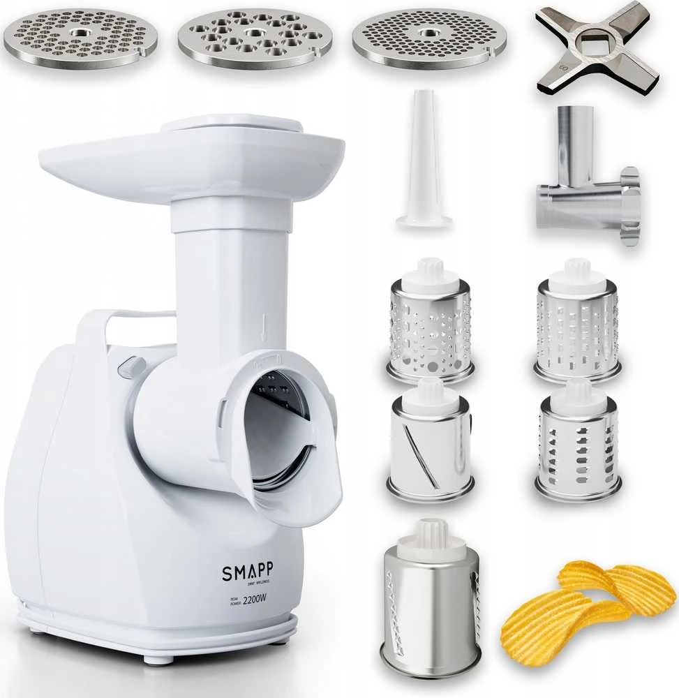 Mėsmalė Mėsos Malūnėlis - SMAPP 490.81R 2200W Su Smulkintuvu Baltas