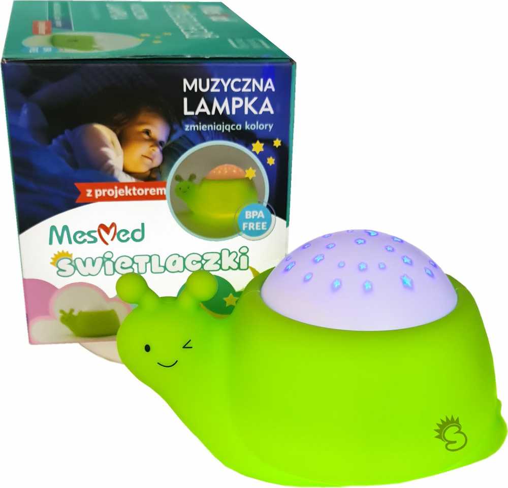 Mobilioji auklė su naktine lempa ir projektoriumi Świetlaczek ślimaciuś mm003 Mescomp