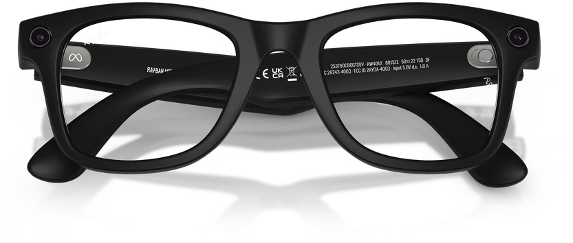 Išmanieji akiniai RayBan Meta Wayfarer Gen 2, juodi rėmeliai ir skaidraus-pilko gradiento lęšiai, standartinis dydis