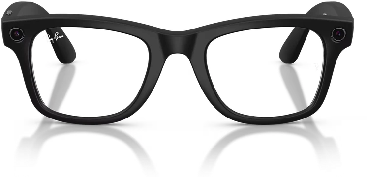 Išmanieji akiniai RayBan Meta Wayfarer Gen 2, juodi rėmeliai ir skaidraus-pilko gradiento lęšiai, standartinis dydis