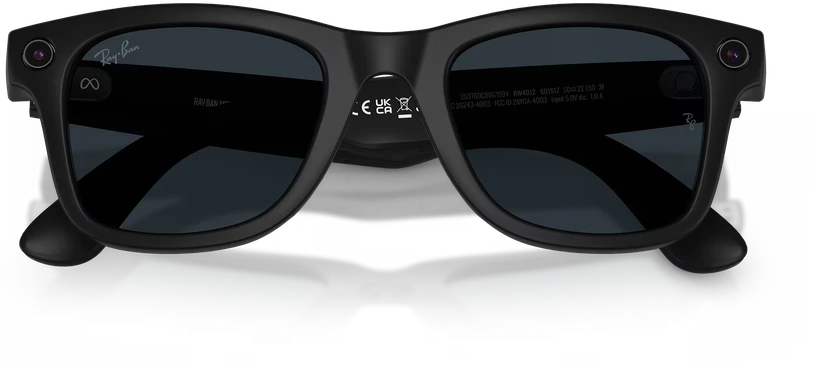 Išmanieji akiniai RayBan Meta Wayfarer Gen 2, juodi rėmeliai ir skaidraus-pilko gradiento lęšiai, standartinis dydis