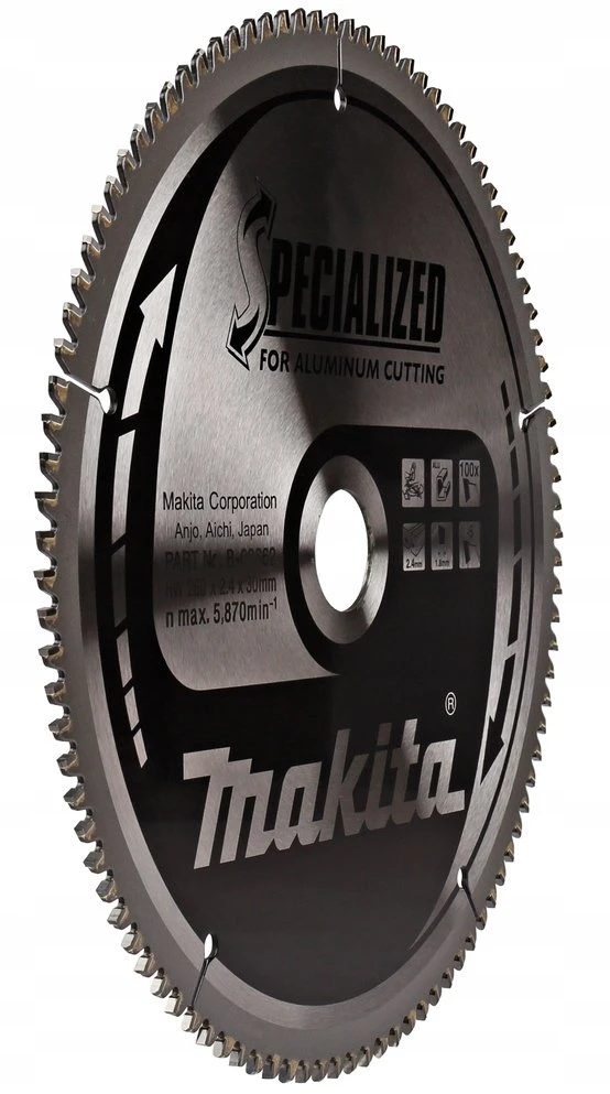Makita T.C.T. pjūklas SPECIALIZED 260X2.4X30mm -5° T100 B-33336 T.C.T • 260 x30 mm • T100 • -5° • Aliuminiui