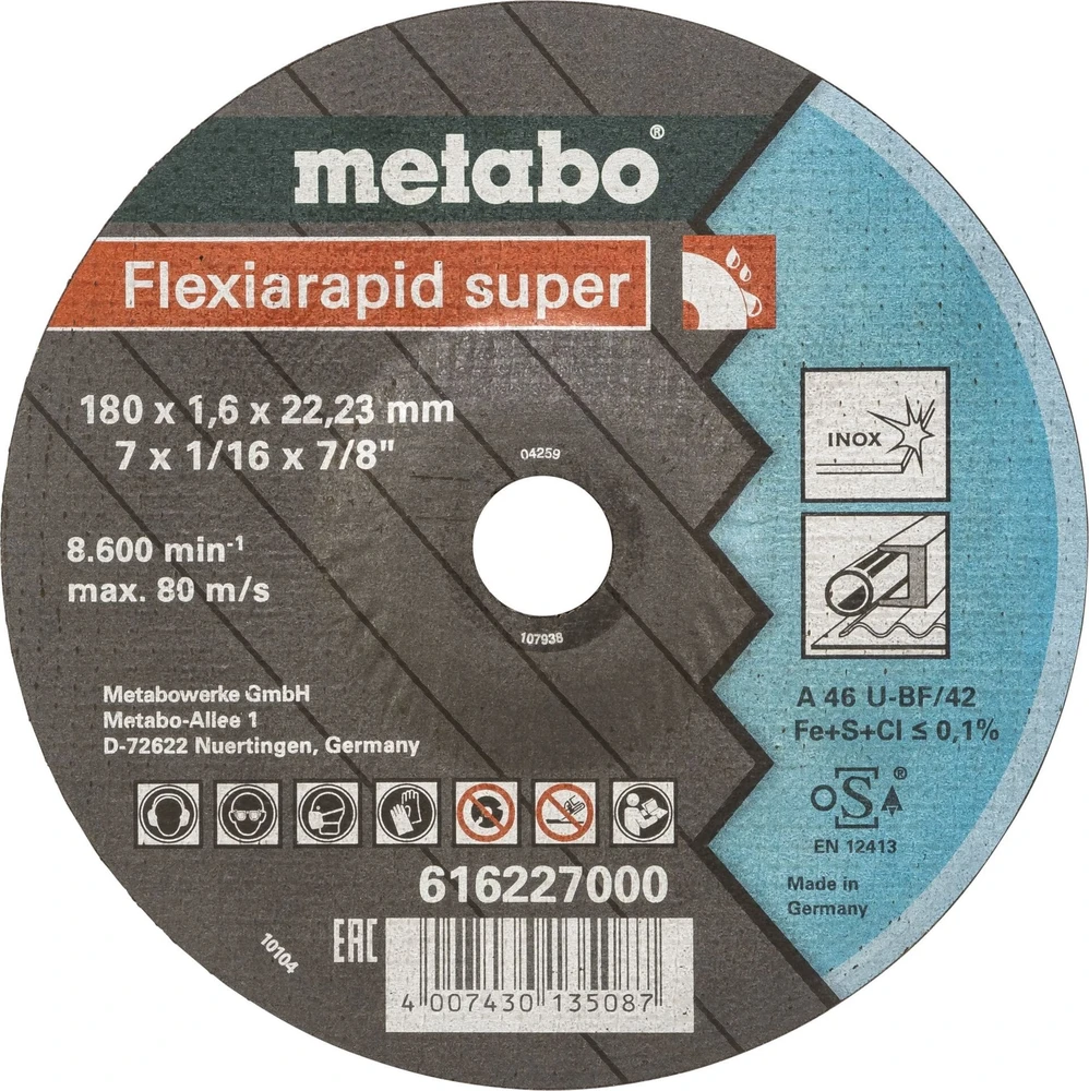 Metabo Metabo „Flexiarapid super“ 180x1,6 x22,23 nerūdijantis plienas