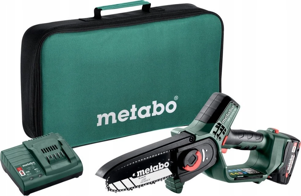 Šakų genėjimo grandininis pjūklas Metabo MS 18 LTX 15; 18 V; 1x2,0 Ah akum.; 15 cm juosta