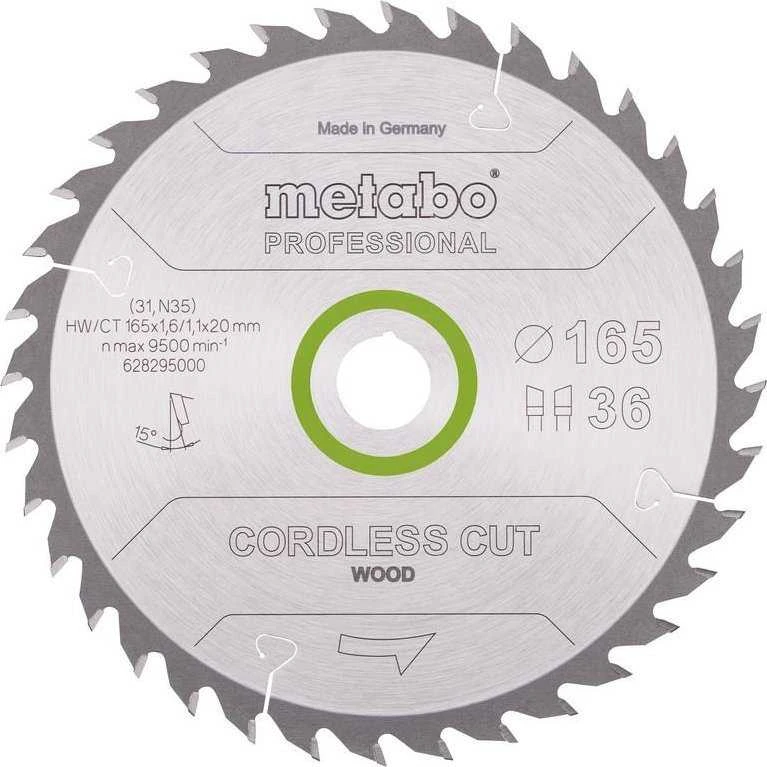 Pjovimo diskas medienai Metabo 628295000; DI; 165x20 mm; Z36; 15°