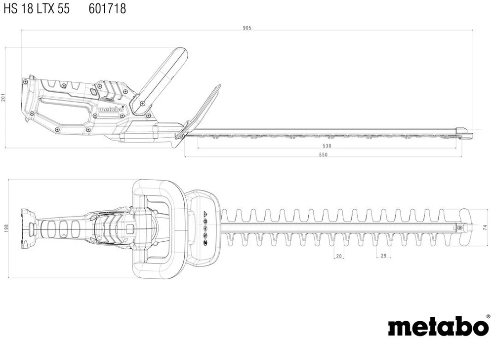 Metabo HS 18 LTX 55V akumuliatorinė gyvatvorių pjovimo mašinėlė