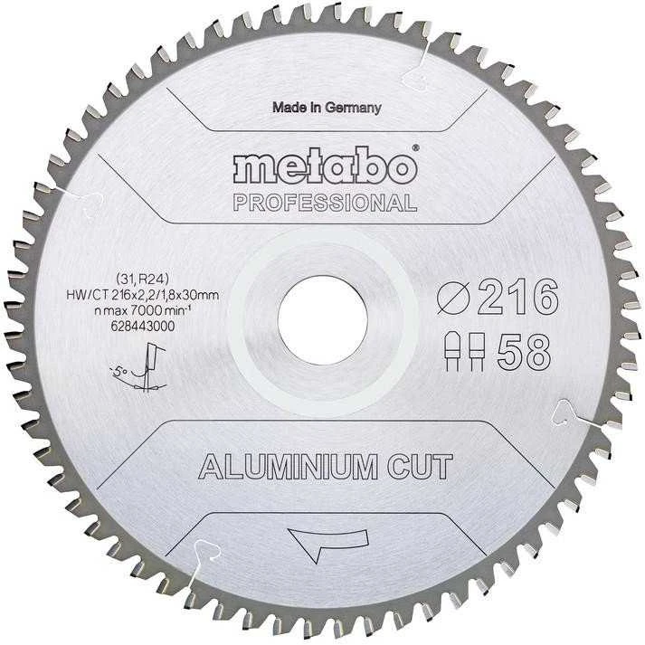 Pjovimo diskas aliuminiui Metabo FZ/TZ Aliuminio Cut Professional; 216x30x58 mm; -5°