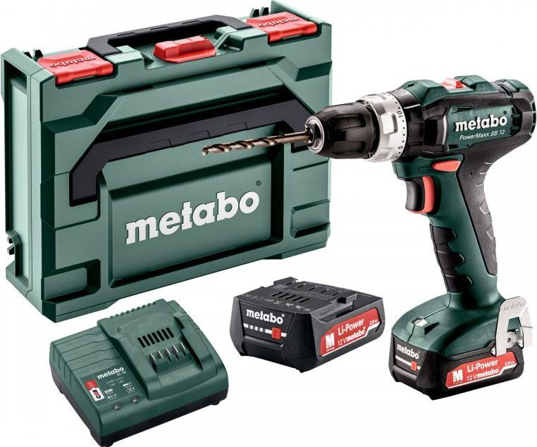 Akumuliatorinis suktuvas/gręžtuvas PowerMaxx SB 12V 2,0Ah, Metabo