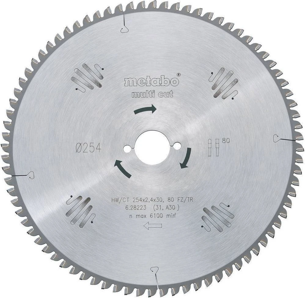 Universalus pjovimo diskas Metabo; 254x2,4x30,0 mm; Z80; -5°