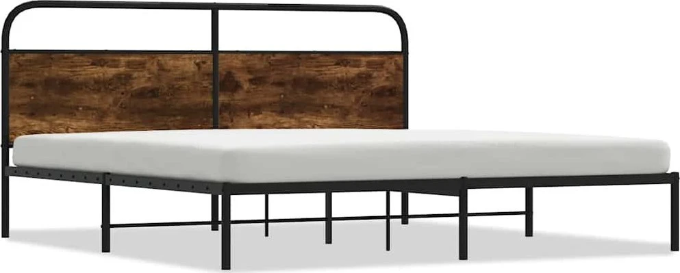 Lovos rėmas be čiužinio, dūminio ąžuolo, 200x200cm, metalas
