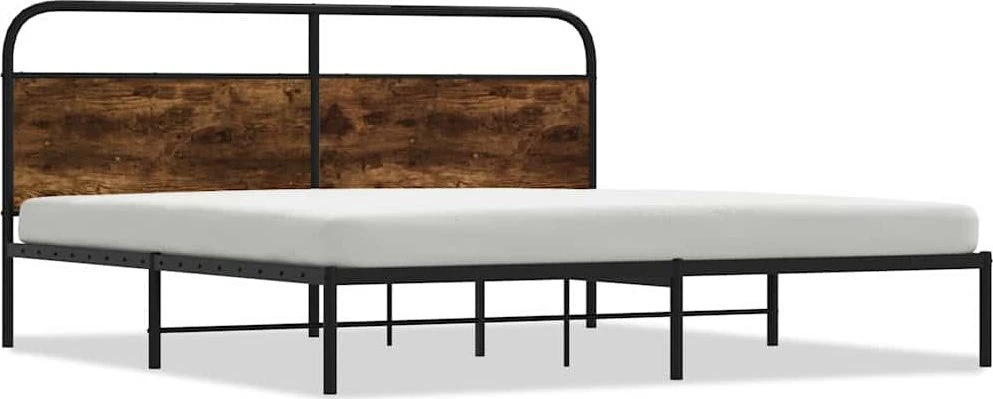 Lovos rėmas be čiužinio, dūminio ąžuolo, 180x200cm, metalas