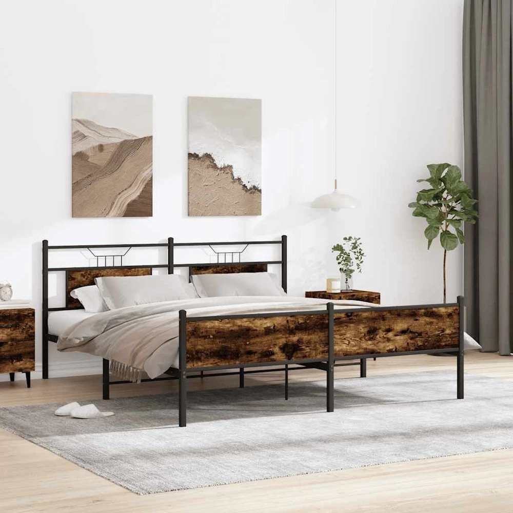 Lovos rėmas be čiužinio, dūminio ąžuolo, 160x200cm, metalas