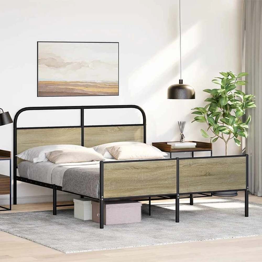 Lovos rėmas be čiužinio, sonoma ąžuolo, 150x200cm, metalas