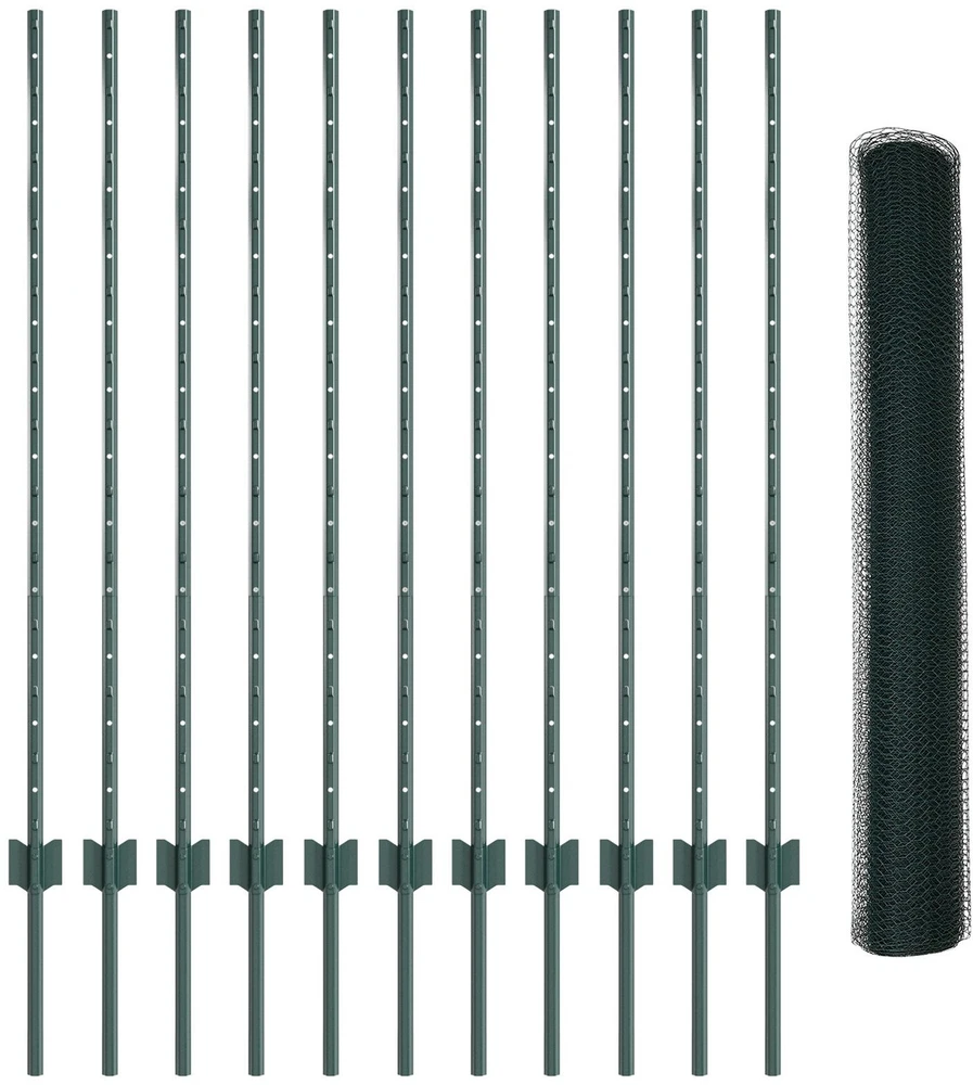 Hexagonal Fence with Post 25 x 1,2 m PVC dengtas plienas Žalia