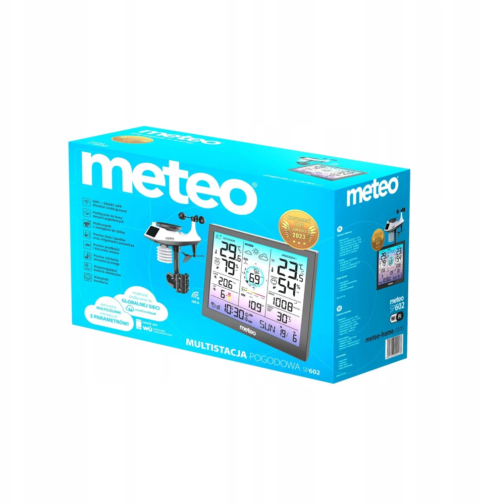 Meteo belaidė meteorologinė stotelė, higrometras, barometras, WIFI SP602