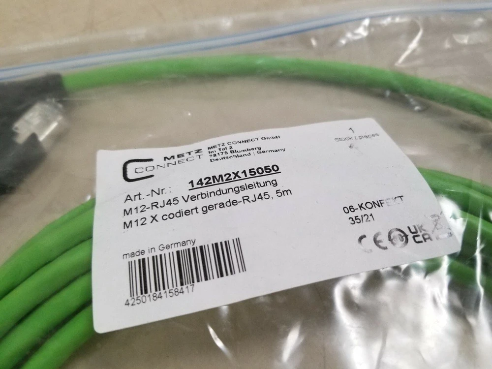 Metz Kabelis połączeniowy METZ CONNECT M12 męski-RJ45 męski, 8-biegunowy kodowany X, 5 m