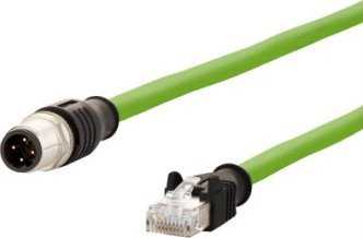 Metz CONNECT Kabelis połączeniowy M12 męski-RJ45 męski, 4-biegunowy su kodem D, prosty, łańcuch nadążny, moment sukamasis, 1 m (142M4D15010)