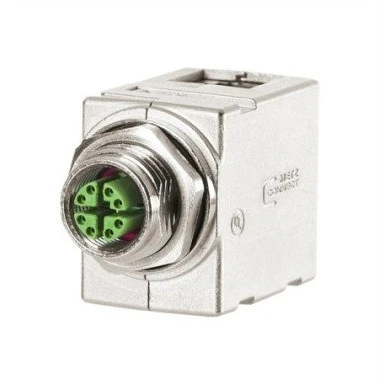 MetzConnect BTR METZ CONNECT Plokštės adapteriai M12, kodavimas X, į RJ45 – kampiniai