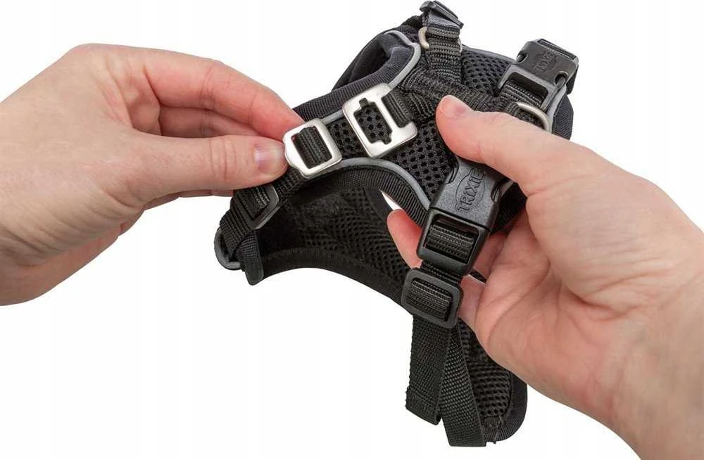 MFH Premium FlexMesh, pakinktai, šunims, juodi, S–M: 48–69 cm/20 mm, pritaikyti mopsams ir buldogams