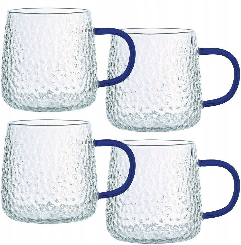 MG Home STIKLINĖS 4 X 350 ML RAŠTUOTOS SU AUSELE MĖLYNOS
