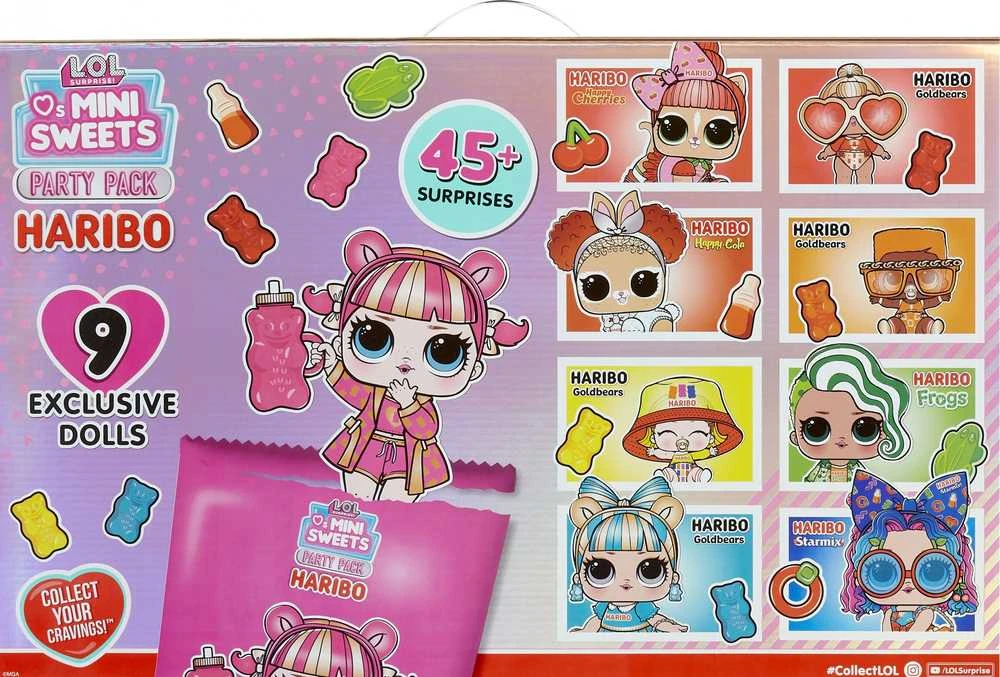 MGA Lėlė Lol staigmena mėgsta mini saldumynus x Haribo vakarėlių rinkinys