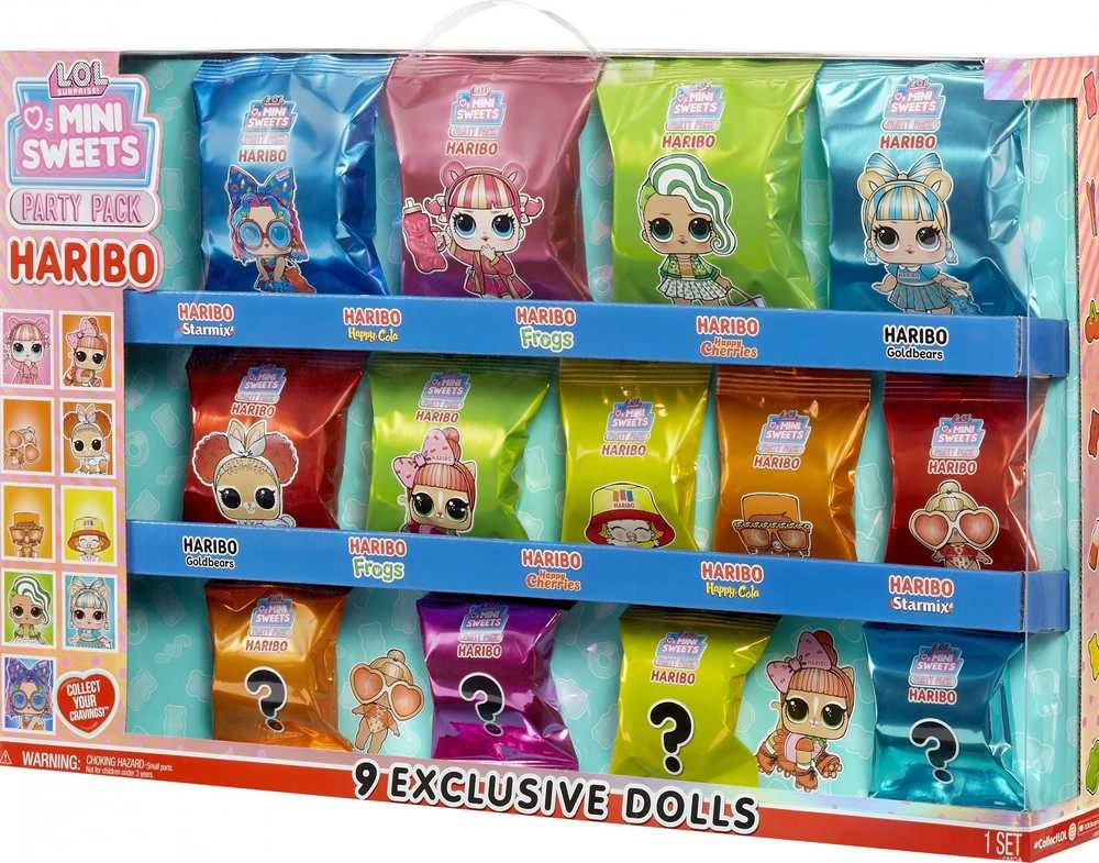 MGA Lėlė Lol staigmena mėgsta mini saldumynus x Haribo vakarėlių rinkinys