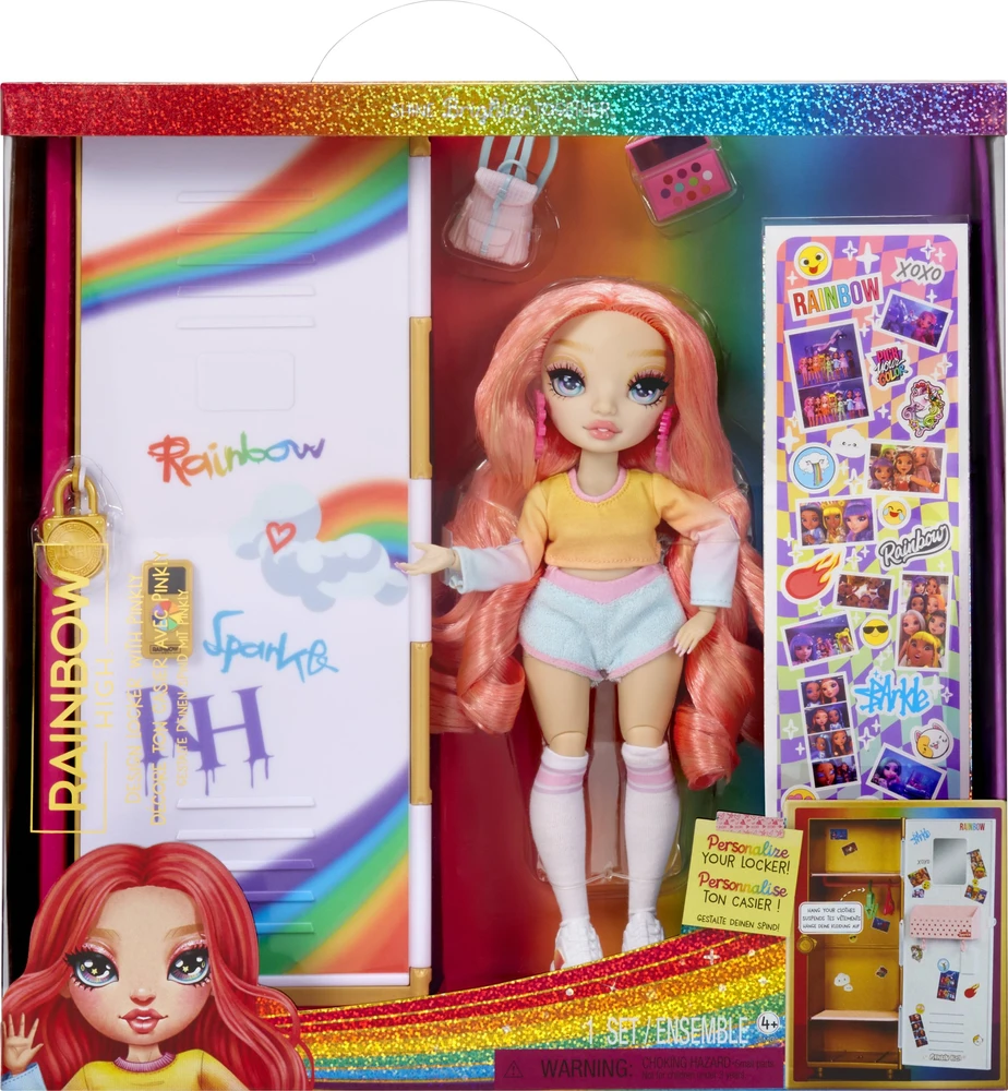 MGA Rainbow High Lėlė Rainbow aukšta spintelė ir lėlės žaidimų rinkinys