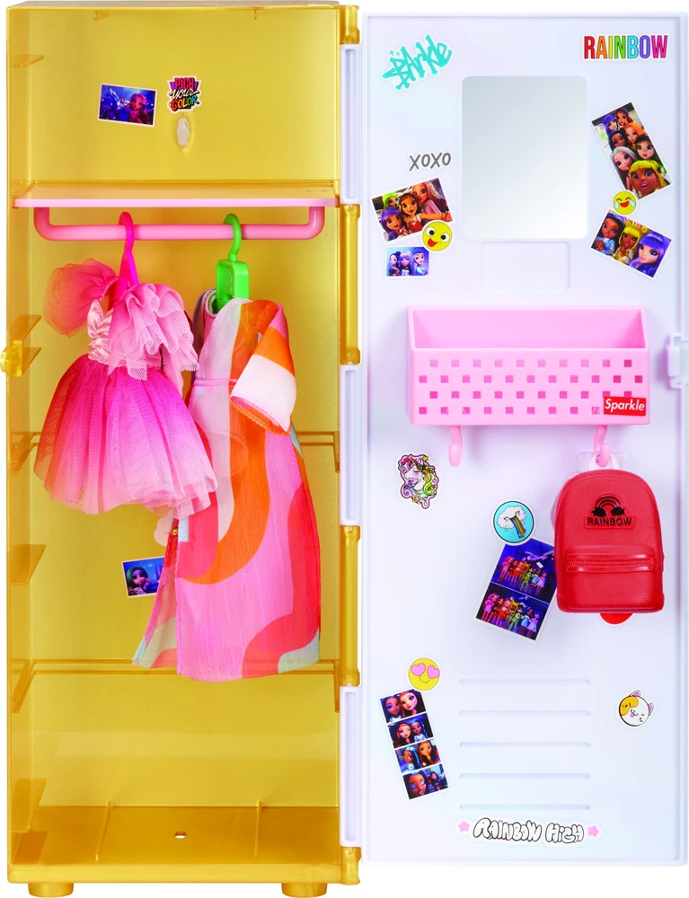 MGA Rainbow High Lėlė Rainbow aukšta spintelė ir lėlės žaidimų rinkinys