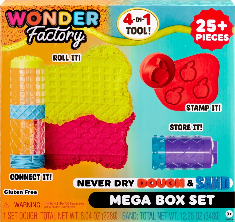 MGA Kūrybinis mega rinkinys Wonder Factory Never Dry Dough & Sand Mega Box Set 595298-EUC