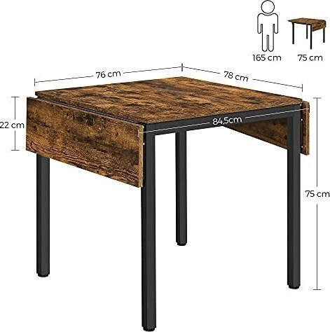 VASAGLE sulankstomas valgomojo stalas 2–4 asmenims, 120 x 78 x 75 cm, KDT077B01