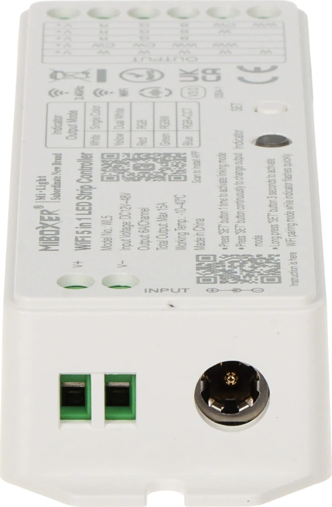 „MiBoxer“ LED apšvietimo valdiklis WL5 Wi-Fi, 2,4 GHz, RGBCCT (RGBWW) 12... 48V DC / Mi-Light